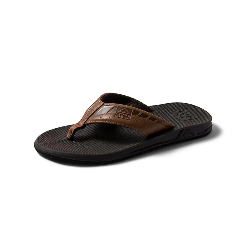 Reef Men Dark Brown Flip Flops Size 13 Leather Beach Contemporary Outdoor